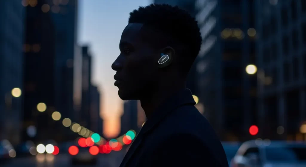 צללית כהה ואלגנטית עם אוזניות Bose QuietComfort זו